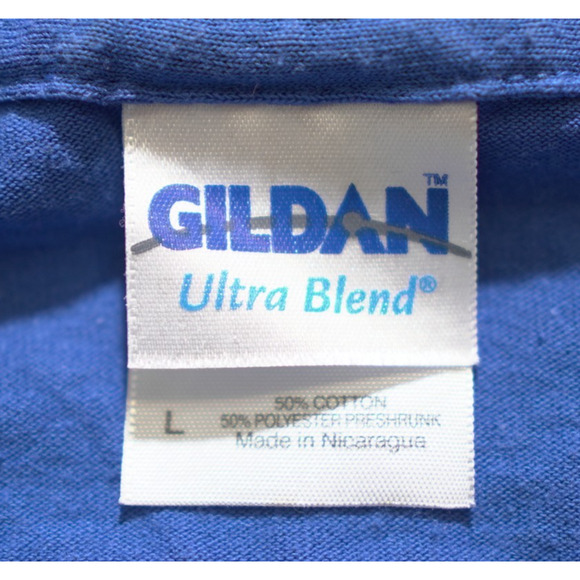 VTG Gildan 90s Minnesota Blue Brick Hockey T-Shirt Men’s L 50/50 Crew Neck OS - Picture 4 of 8